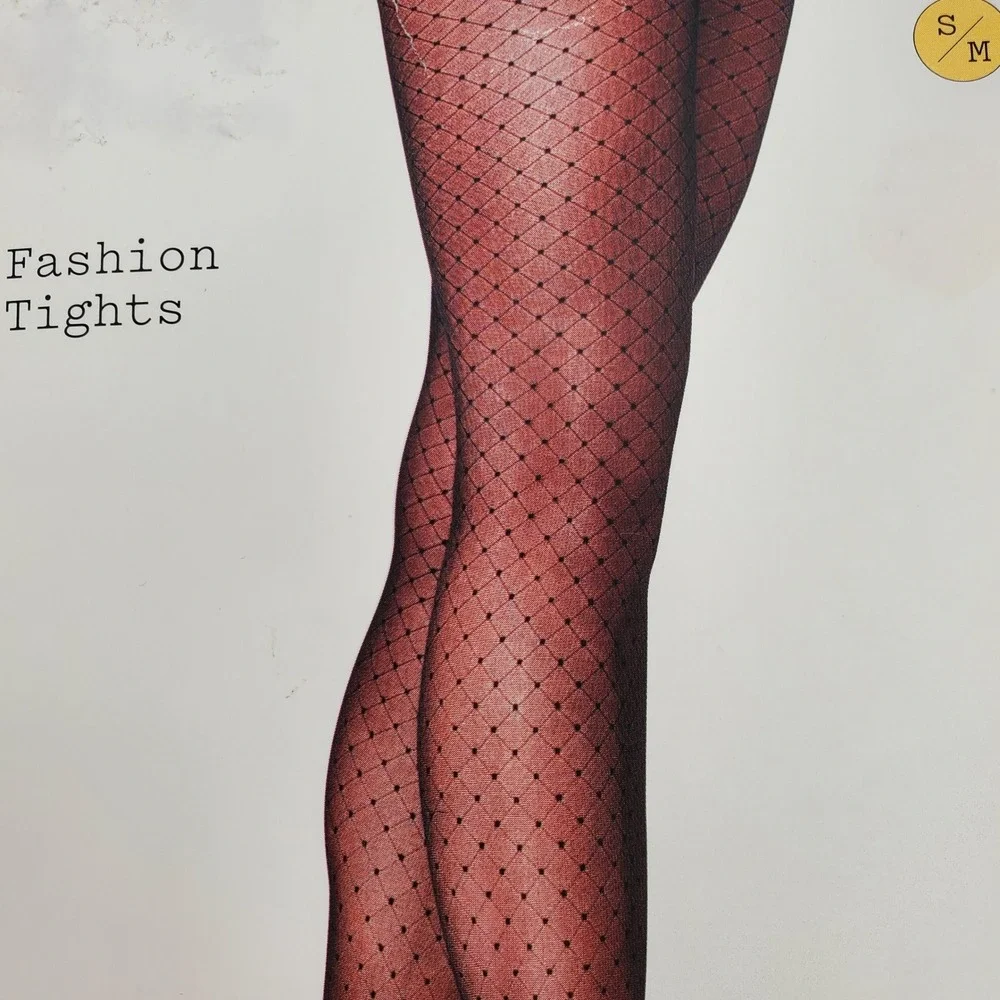 A New Day‎ Womens S / M  Ebony Black Diamond Mesh Fashion Tights F16907846 New